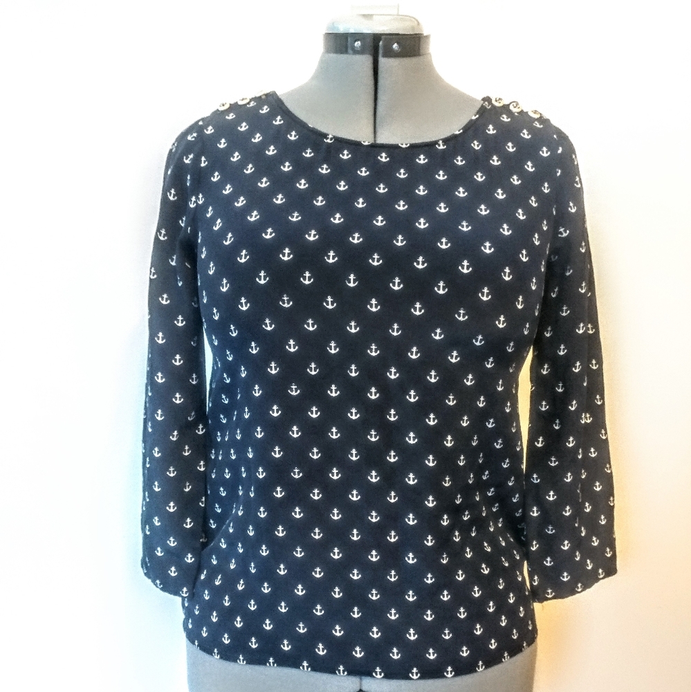 J. Crew Silk Nautical Blouse